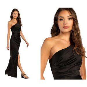 Lulu's Black One-Shoulder Maxi Dress